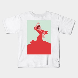 Beautiful Spanish flamenco dancer Kids T-Shirt